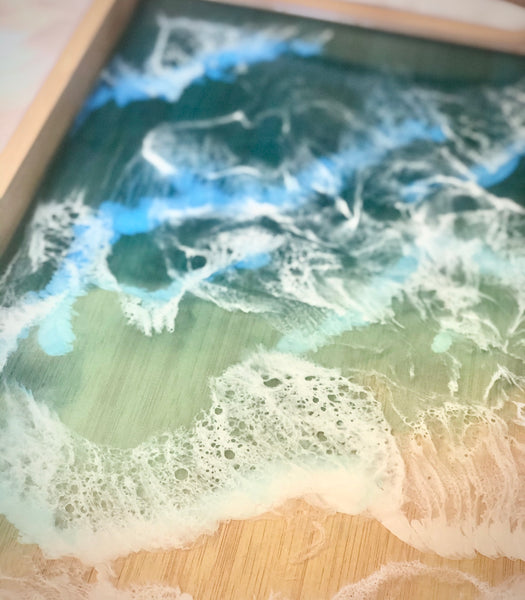 Ocean Resin Bamboo Serving Tray