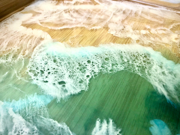 Ocean Resin Bamboo Serving Tray
