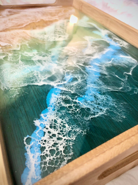 Ocean Resin Bamboo Serving Tray
