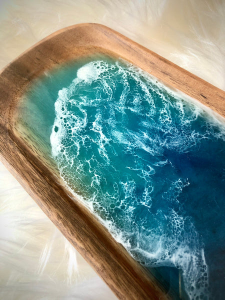 Ocean Resin Acacia Wood Ring Dish/Tray - Made to Order