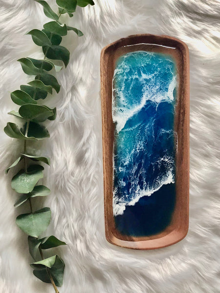 Ocean Resin Acacia Wood Ring Dish/Tray - Made to Order