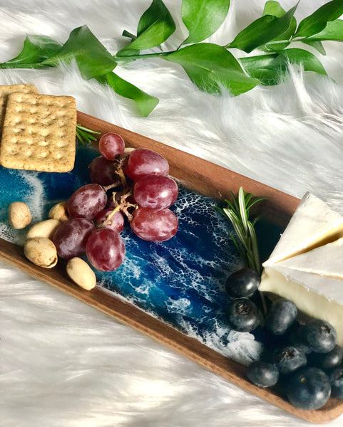 Ocean Resin Acacia Wood Ring Dish/Tray - Made to Order