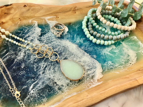 Ocean Resin Hand Carved Wood Tray/Dish - Limited Edition