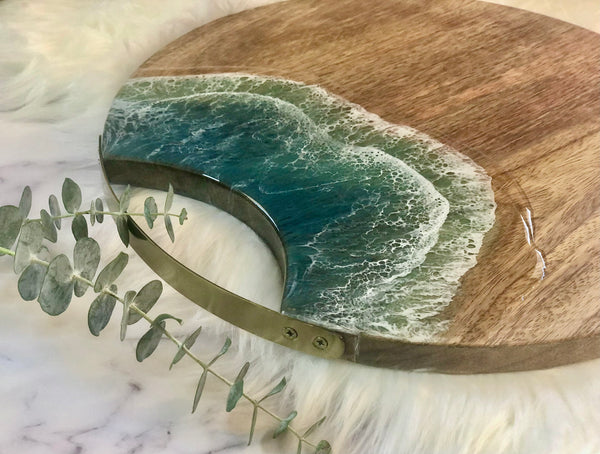 Ocean Resin Mango Wood Cheese Board - Charcuterie Board - Serving Tray