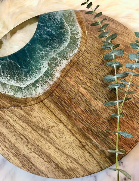 Ocean Resin Mango Wood Cheese Board - Charcuterie Board - Serving Tray
