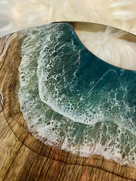Ocean Resin Mango Wood Cheese Board - Charcuterie Board - Serving Tray