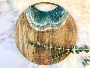 Ocean Resin Mango Wood Cheese Board - Charcuterie Board - Serving Tray