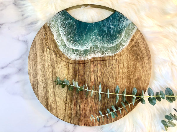 Ocean Resin Mango Wood Cheese Board - Charcuterie Board - Serving Tray