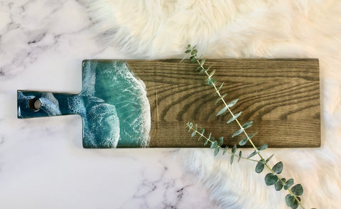 Ocean Resin Ash Wood Cheese Board - Charcuterie Board - Serving Tray