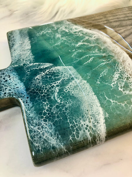 Ocean Resin Ash Wood Cheese Board - Charcuterie Board - Serving Tray