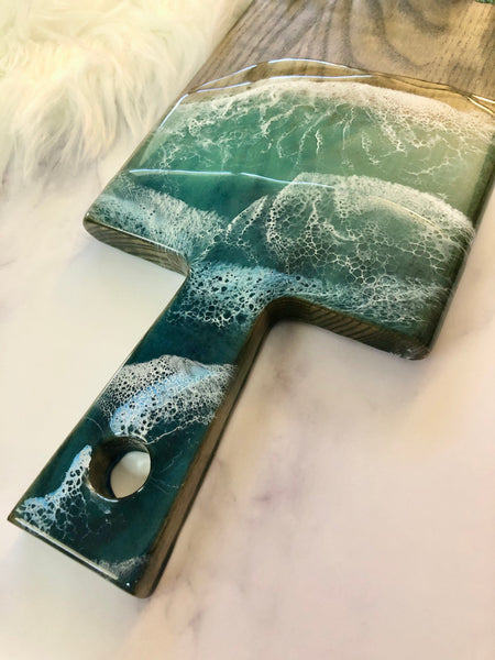 Ocean Resin Ash Wood Cheese Board - Charcuterie Board - Serving Tray