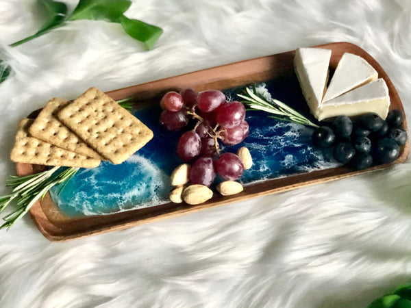 Ocean Resin Acacia Wood Ring Dish/Tray - Made to Order