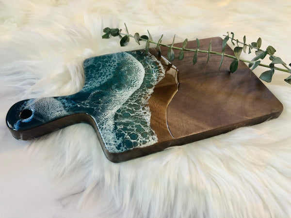 Ocean Resin Acacia Wood Cheese Board - Charcuterie Board - Serving Tray