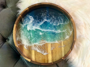 Ocean Resin Acacia Wood Tray
