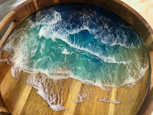 Ocean Resin Acacia Wood Tray