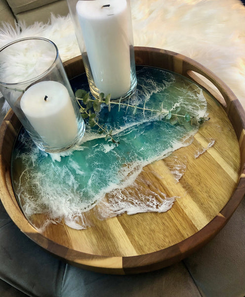 Ocean Resin Acacia Wood Tray