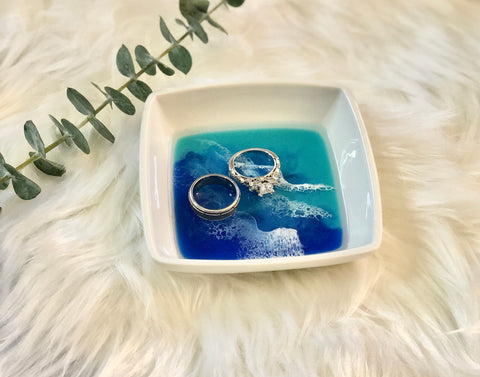 Ocean Resin Ceramic Ring Dish - Made to Order