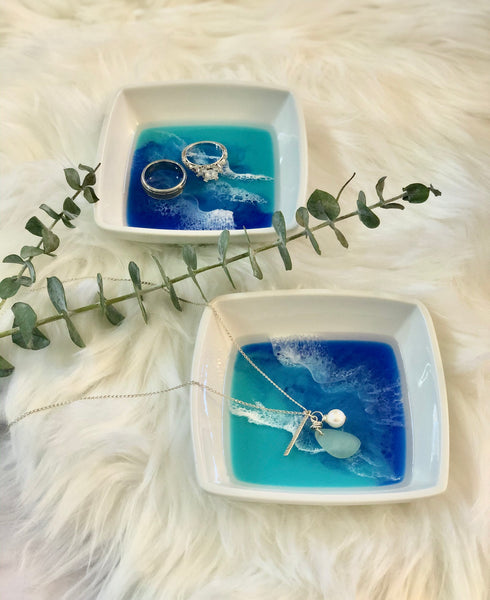 Ocean Resin Ceramic Ring Dish - Made to Order